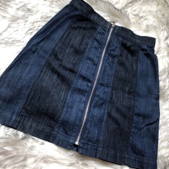 H&M black & blue striped colorblocked denim skirt - Picture 5 of 7